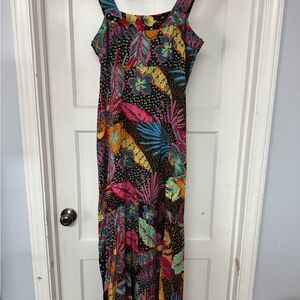 Vince Camuto Pink and Yellow Sleeveless Square Neck Maxi Sundress
